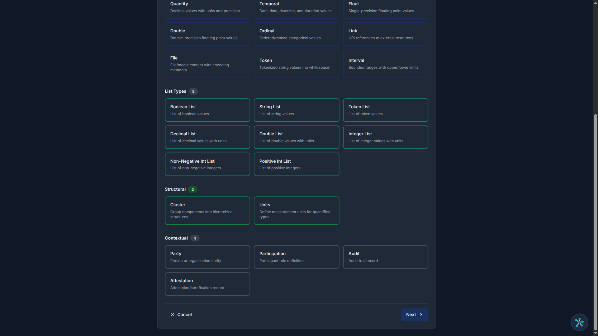 Component Wizard Step 4: Advanced settings with cardinality and validation options