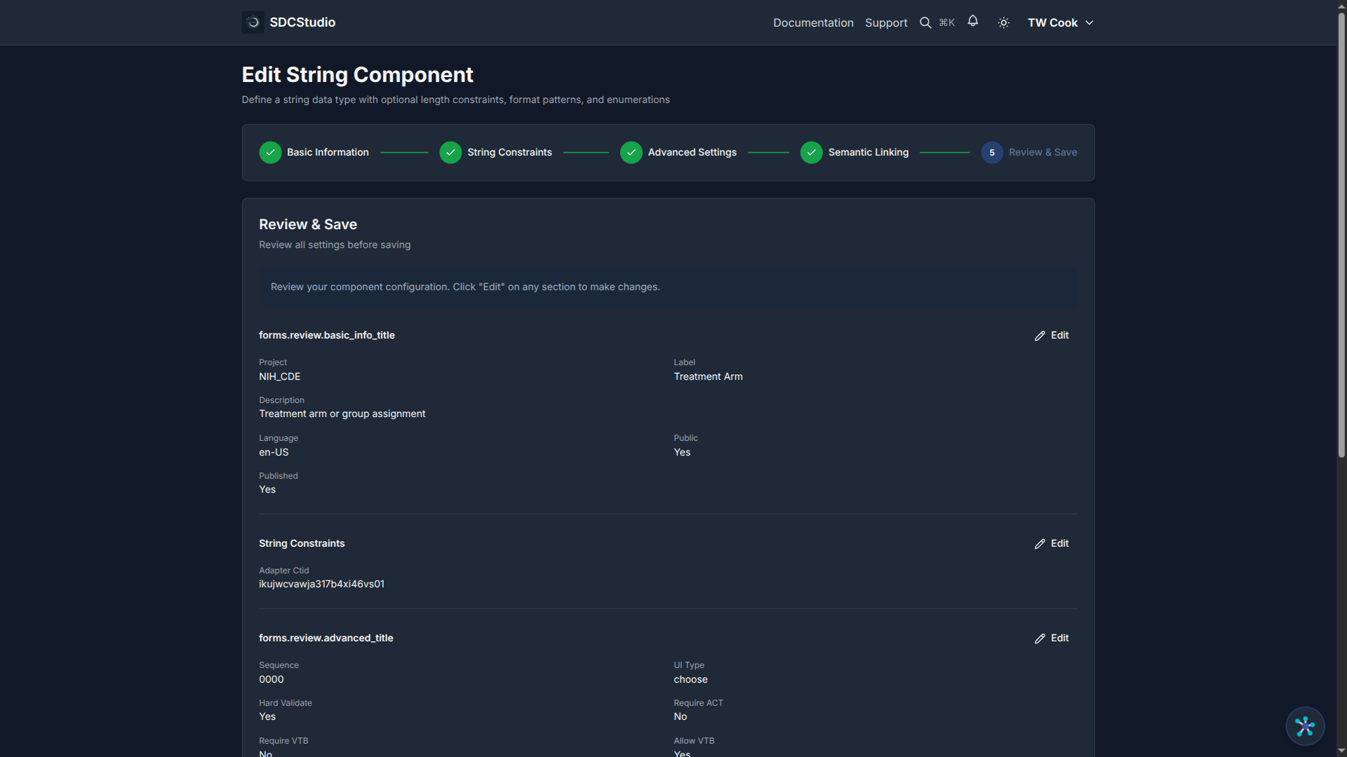 Edit form Review step showing Save and Save & Publish buttons